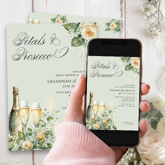 Petalen en Prosecco Peach Rozen Vrijgezellenfeest Kaart