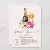 Petalen en Prosecco Pink Peony Vrijgezellenfeest Kaart (Voorkant)