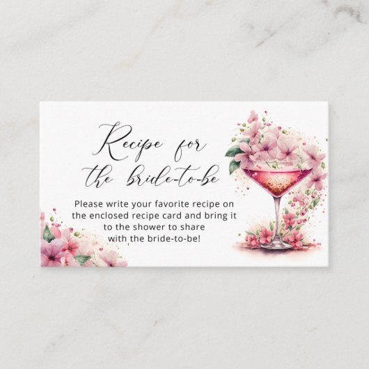 Petalen en Prosecco Roze Bloemen Recept Informatiekaartje (Voorkant)