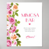 Petalen en Prosecco roze bloemenMimosa Bar Poster (Voorkant)