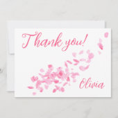 Petalen en Prosecco Roze Vrijgezellenfeest Bedankkaart (Voorkant)