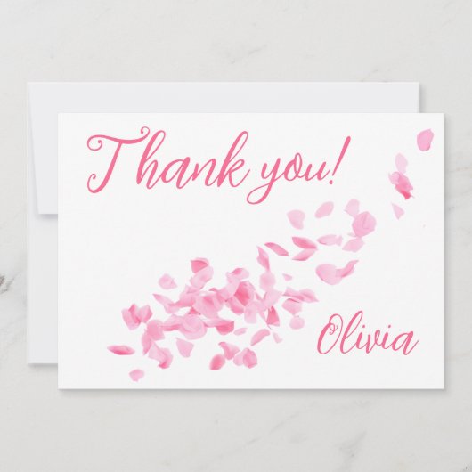 Petalen en Prosecco Roze Vrijgezellenfeest Bedankkaart (Voorkant)