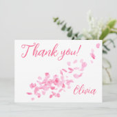 Petalen en Prosecco Roze Vrijgezellenfeest Bedankkaart (Staand voorkant)