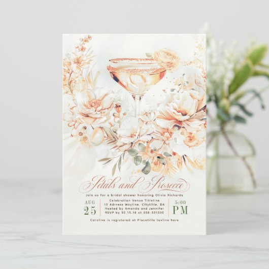 Petalen en Prosecco Terracotta Boho Vrijgezellenfe Kaart (Staand voorkant)