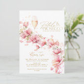 Petalen en Prosecco Tuin Bloemen Vrijgezellenfeest Kaart (Staand voorkant)