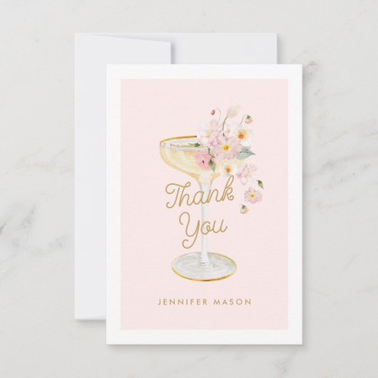 Petalen en Prosecco Vrijgezellenfeest Bedankkaart (Voorkant)