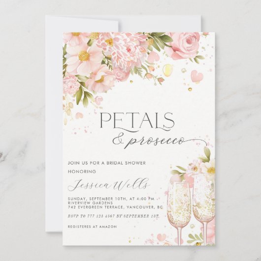 Petalen en Prosecco Vrijgezellenfeest Kaart (Voorkant)