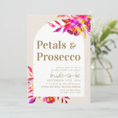 Petalen en Prosecco Vrijgezellenfeest Kaart (Staand voorkant)