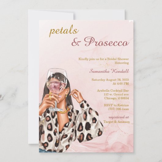 Petalen en Prosecco Vrijgezellenfeest Kaart (Voorkant)