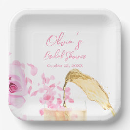 Petalen en Prosecco Vrijgezellenfeest Papier Borde Papieren Bordje