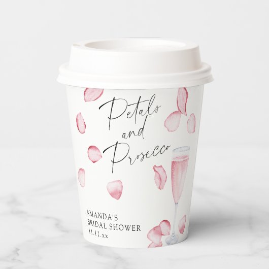 Petalen en Prosecco Vrijgezellenfeest Papieren Bekers (Achterkant)