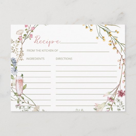 Petalen en Prosecco Vrijgezellenfeest Recept Kaart (Voorkant)