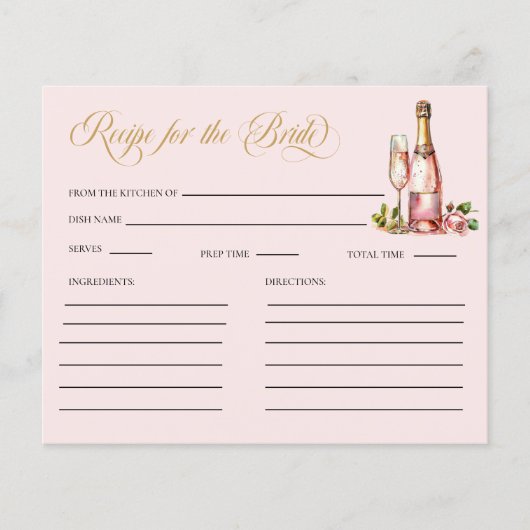 Petalen en Prosecco Vrijgezellenfeest Recept Kaart (Voorkant)