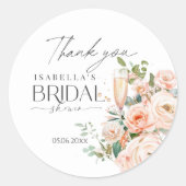 Petalen en Prosecco Vrijgezellenfeest Ronde Sticker (Voorkant)