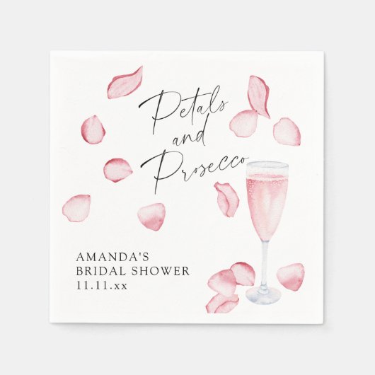 Petalen en Prosecco Vrijgezellenfeest Servet (Voorkant)