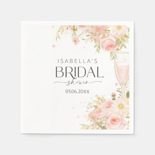 Petalen en Prosecco Vrijgezellenfeest Servet (Voorkant)