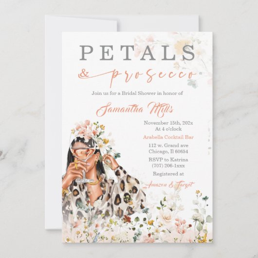 Petalen en Prosecco Vrijgezellenfeest Sjabloon Kaart (Voorkant)