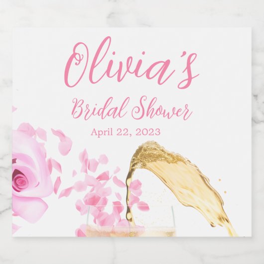 Petalen en Prosecco Vrijgezellenfeest Sparkling Wijnetiket (Enkel label)