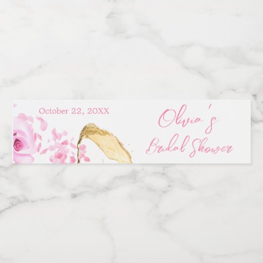 Petalen en Prosecco Vrijgezellenfeest Waterfles Etiket (Enkel label)