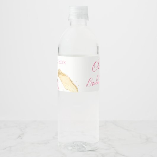Petalen en Prosecco Vrijgezellenfeest Waterfles Etiket (Voorkant)