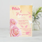 Petalen en Prosecco Waterverf Vrijgezellenfeest Kaart (Staand voorkant)