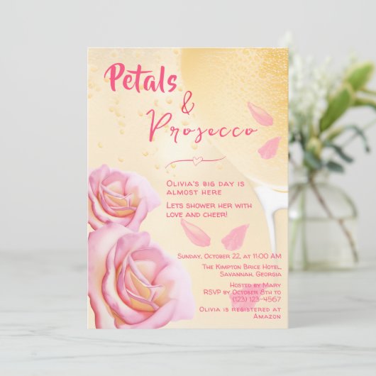 Petalen en Prosecco Waterverf Vrijgezellenfeest Kaart (Staand voorkant)