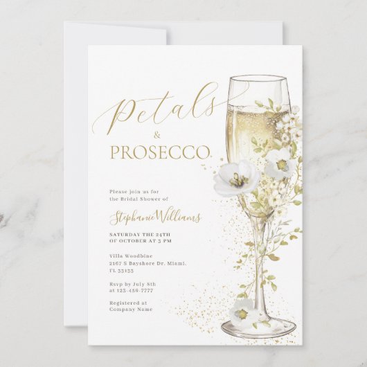 Petalen en Prosecco Wildflower Vrijgezellenfeest Kaart (Voorkant)