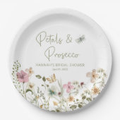 Petalen en Prosecco Wildflower Vrijgezellenfeest Papieren Bordje (Voorkant)