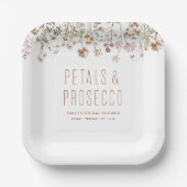 Petalen en Prosecco Wildflower Vrijgezellenfeest Papieren Bordje (Voorkant)
