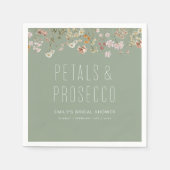 Petalen en Prosecco Wildflower Vrijgezellenfeest Servet (Voorkant)