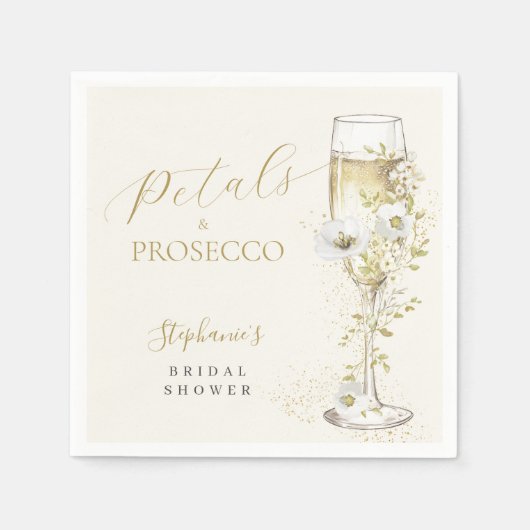 Petalen en Prosecco Wildflower Vrijgezellenfeest Servet (Voorkant)