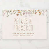 Petalen en Prosecco Wildflower Vrijgezellenfeest Sparkling Wijnetiket (Enkel label)