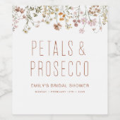 Petalen en Prosecco Wildflower Vrijgezellenfeest Wijn Etiket (Enkel label)