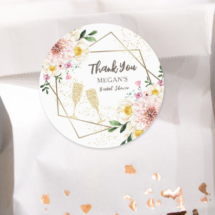 Petalen & Prosecco   Bloemen Roos Goud Vrijgezelle Ronde Sticker
