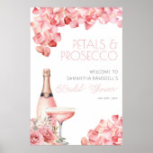 Petalen & Prosecco Roos Bloemen Vrijgezellenfeest  Poster (Voorkant)