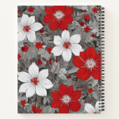 Pétalos Rojos y Blancos sobre Plata Notitieboek (Achterkant)
