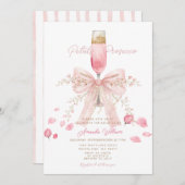 Petals and Prosecco Blush Bow Petals Bridal Shower Kaart (Voorkant / Achterkant)