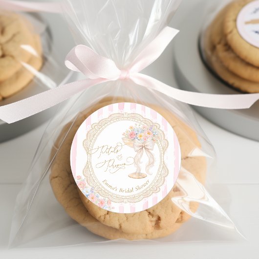 Petals and Prosecco Bridal Shower Ronde Sticker