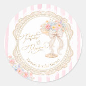 Petals and Prosecco Bridal Shower Ronde Sticker (Voorkant)