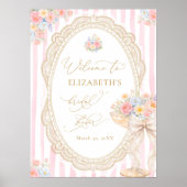 Petals and Prosecco Pink Bridal Shower Welcome Poster (Voorkant)