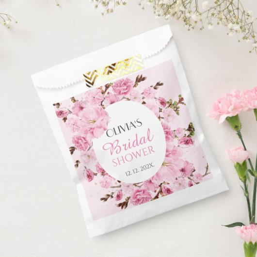 Petals and Prosecco Pink Floral Bridal Shower Bedankzakje (Gezegeld)