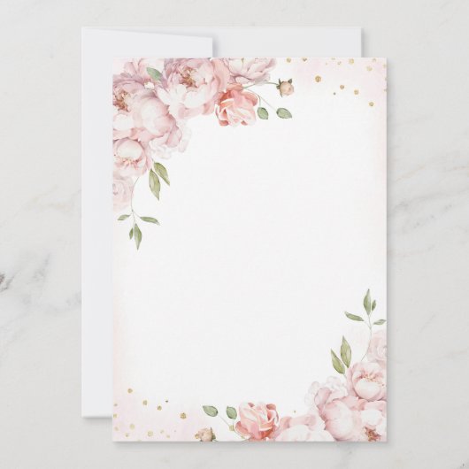 Petals and Prosecco Pink Floral Bridal Shower Kaart (Achterkant)