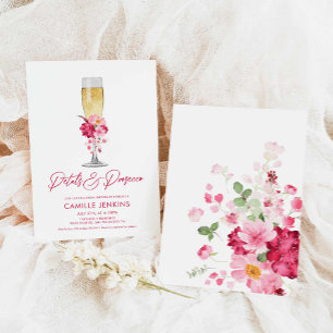 Petals and Prosecco Pink Floral Bridal Shower Kaart