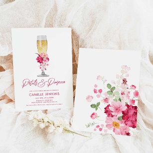 Petals and Prosecco Pink Floral Bridal Shower Kaart