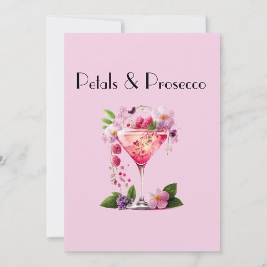 Petals and Prosecco Pink Floral Bridal Shower Kaart (Achterkant)