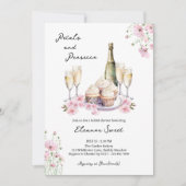 Petals and Prosecco Pink Floral Bridal Shower Kaart (Voorkant)