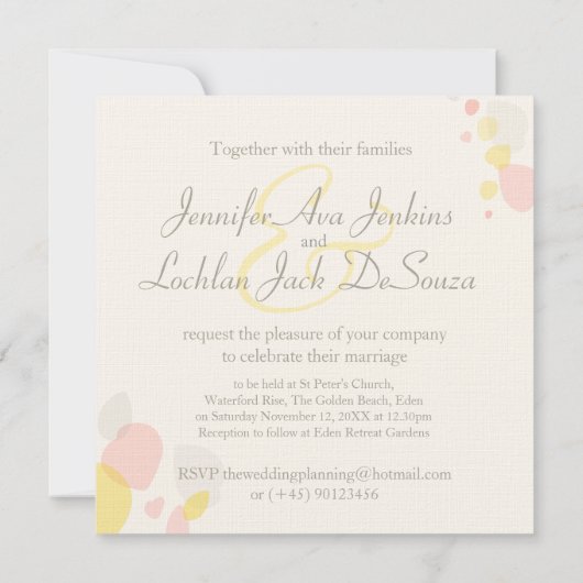 Petals confetti flower square bruiloft kaart (Achterkant)