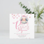 Petals en Parels Roze Baby Meisje Douche Kaart (Staand voorkant)