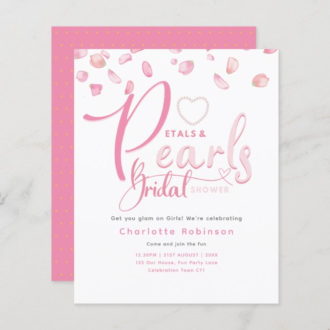 PETALS EN PARELS Roze Glam Chic Vrijgezellenfeest (Voorkant / Achterkant)