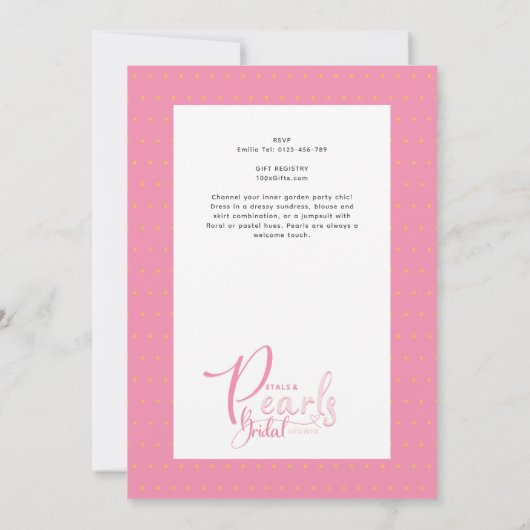 PETALS EN PARELS Roze Glam Chic Vrijgezellenfeest Kaart (Achterkant)